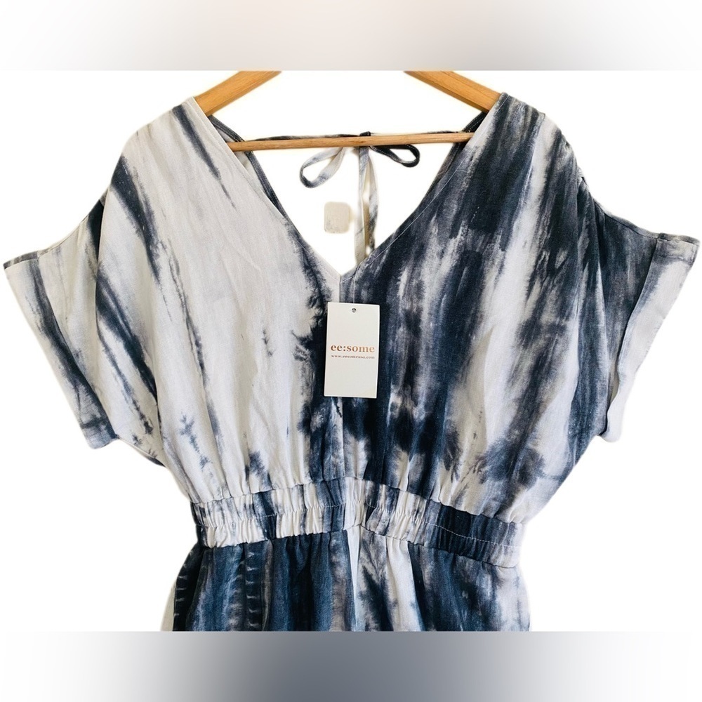 EE:SOME Cotton Linen Blend Tie-Dye Romper Size S NWT Vacation Beach Bohemian - Picture 2 of 9